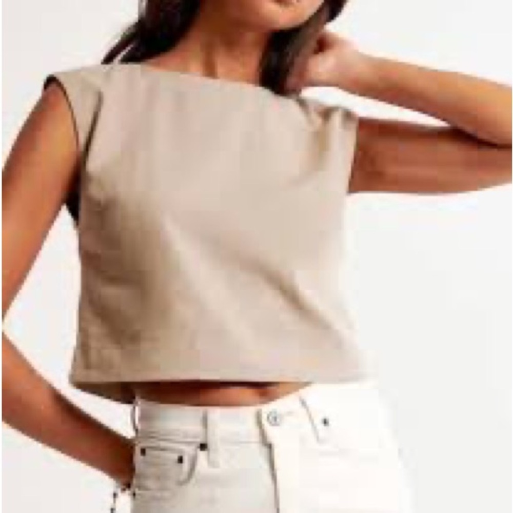 Abercrombie & Fitch Beige Linen Blend Tank Top